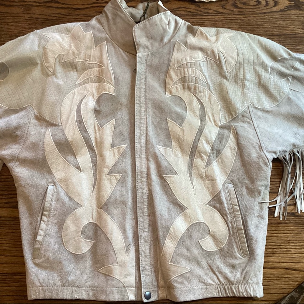 80’s Suede and Leather Appliqué Fringe Jacket - Picture 3 of 15
